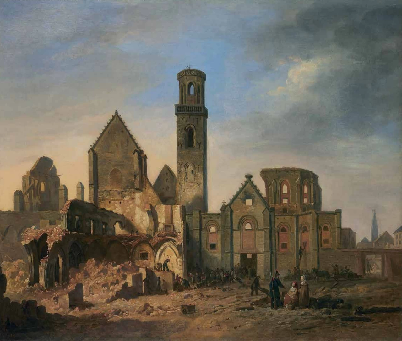 Veduta dell'Abbazia di San Michele dopo il bombardamento del 27 ottobre 1830